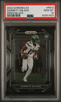 2022 Panini Chronicles Prizm Black Pb12 Garrett Wilson PSA 10