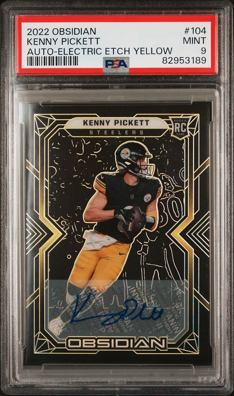 2022 Panini Obsidian 104 Kenny Pickett Autograph-electric Etch Yellow PSA 9