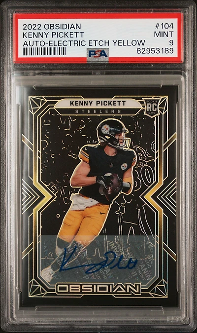 2022 Panini Obsidian 104 Kenny Pickett Autograph-electric Etch Yellow PSA 9
