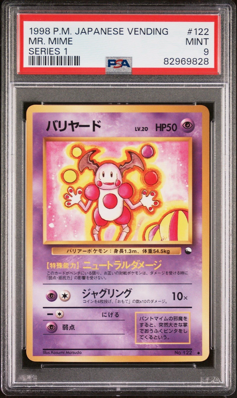 1998 Pokemon Japanese Vending 122 Mr. Mime Series 1 PSA 9