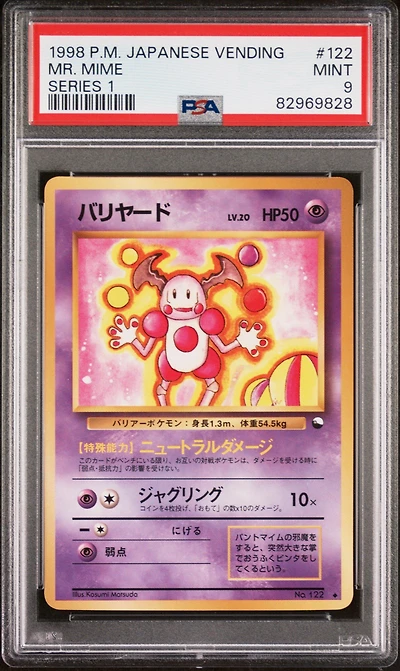 1998 Pokemon Japanese Vending 122 Mr. Mime Series 1 PSA 9
