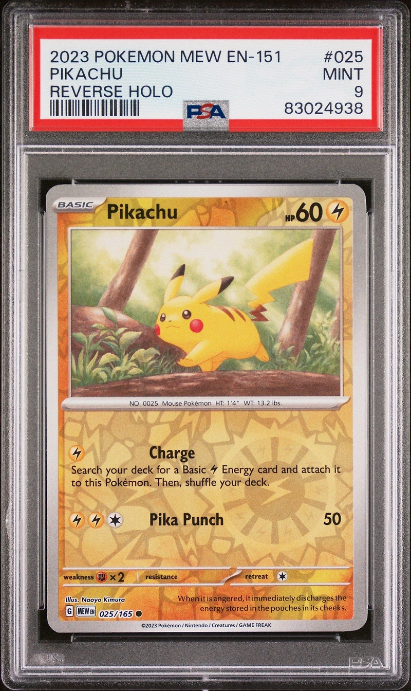 2023 Pokemon Mew En-151 025 Pikachu Reverse Holo PSA