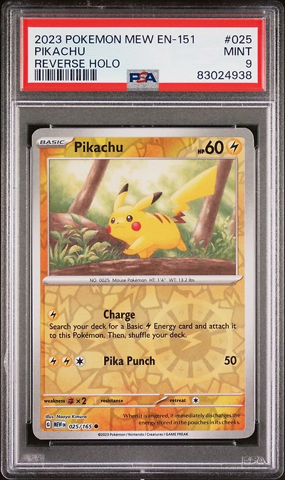 2023 Pokemon Mew En-151 025 Pikachu Reverse Holo PSA