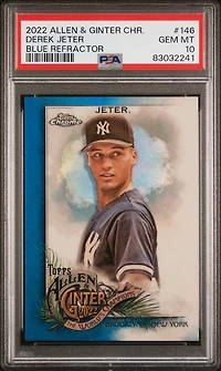 2022 Topps Allen & Ginter Chrome 146 Derek Jeter Blue Refractor PSA 10