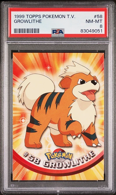 1999 Topps Pokemon Tv 58 Growlithe PSA 8