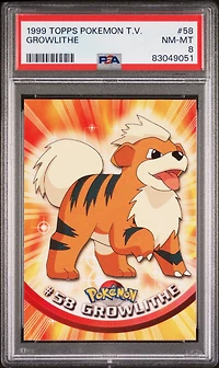1999 Topps Pokemon Tv 58 Growlithe PSA 8