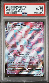 2021 Pokemon Sword & Shield Evolving Skies 075 Fa/sylveon Vmax PSA 8