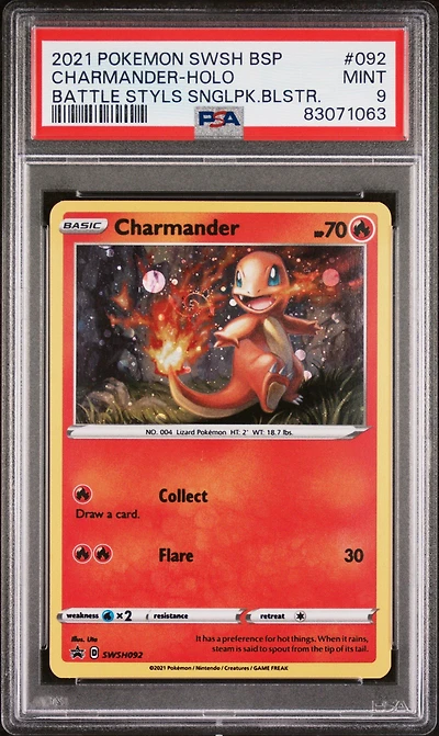 2021 Pokemon Swsh Black Star Promo 092 Charmander PSA 9