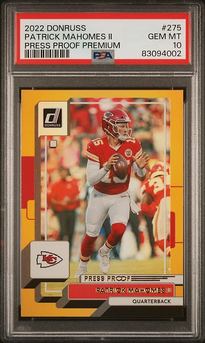 2022 Panini Donruss 275 Patrick Mahomes Ii Press Proof Premium PSA 10