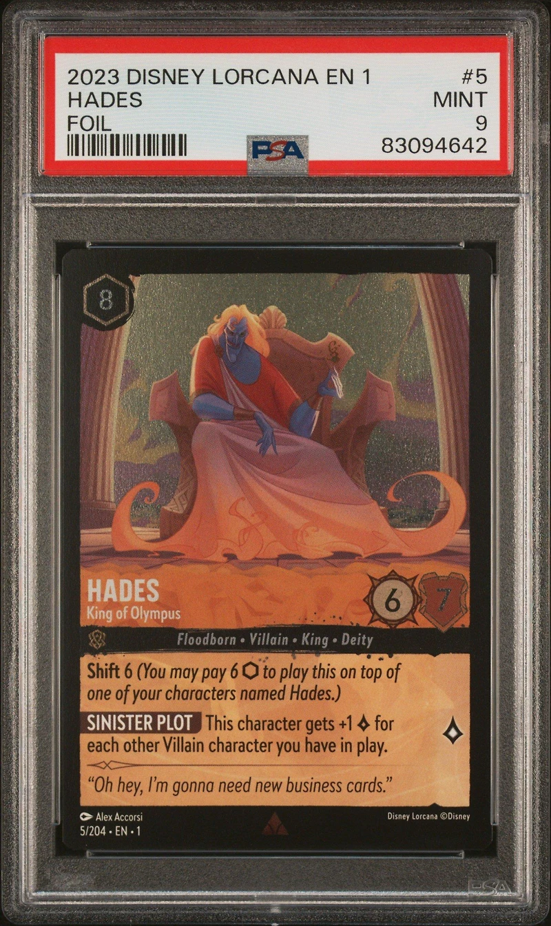 2023 Disney Lorcana En 1-the First Chapter 5 Hades - King Of Olympus Foil PSA 9