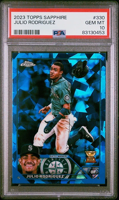 2023 Topps Chrome Sapphire 330 Julio Rodriguez PSA 10