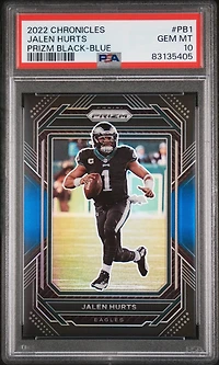 2022 Panini Chronicles Prizm Black Pb1 Jalen Hurts Blue PSA 10