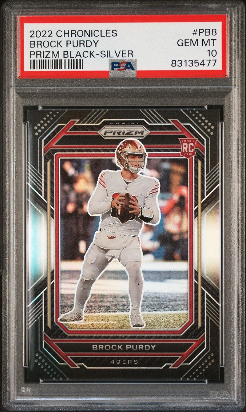2022 Panini Chronicles Prizm Black Pb8 Brock Purdy Silver PSA