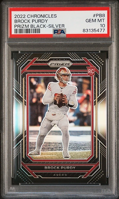 2022 Panini Chronicles Prizm Black Pb8 Brock Purdy Silver PSA