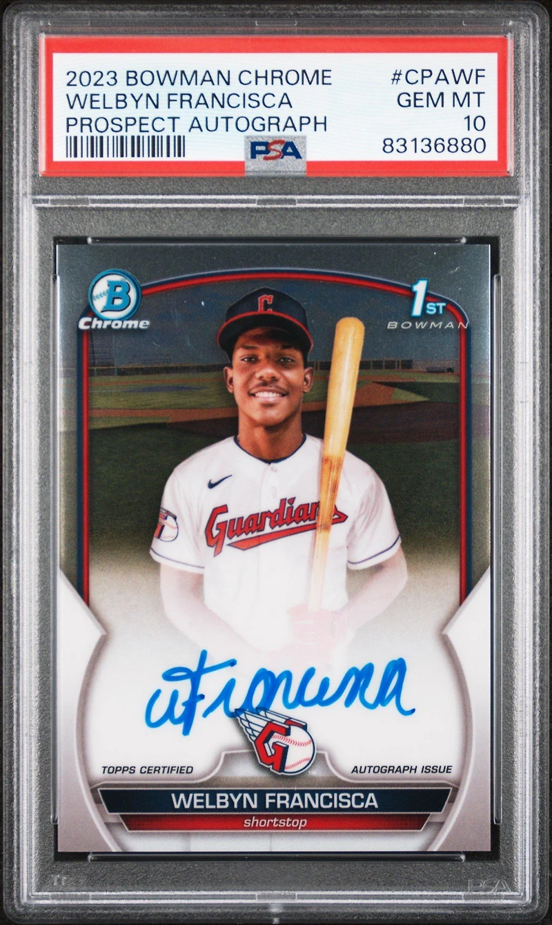 2023 Bowman Chrome Prospect Autographs Cpawf Welbyn Francisca PSA 10