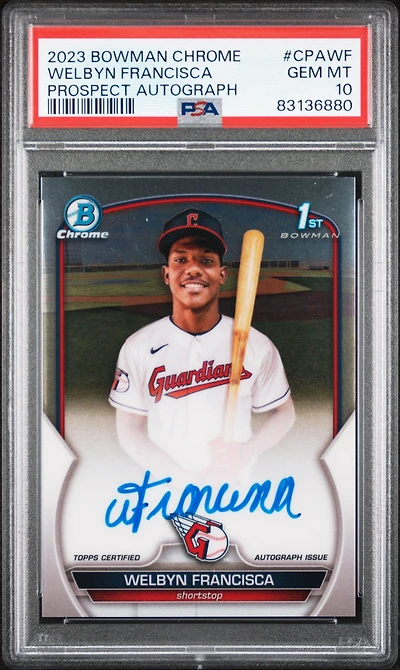 2023 Bowman Chrome Prospect Autographs Cpawf Welbyn Francisca PSA 10