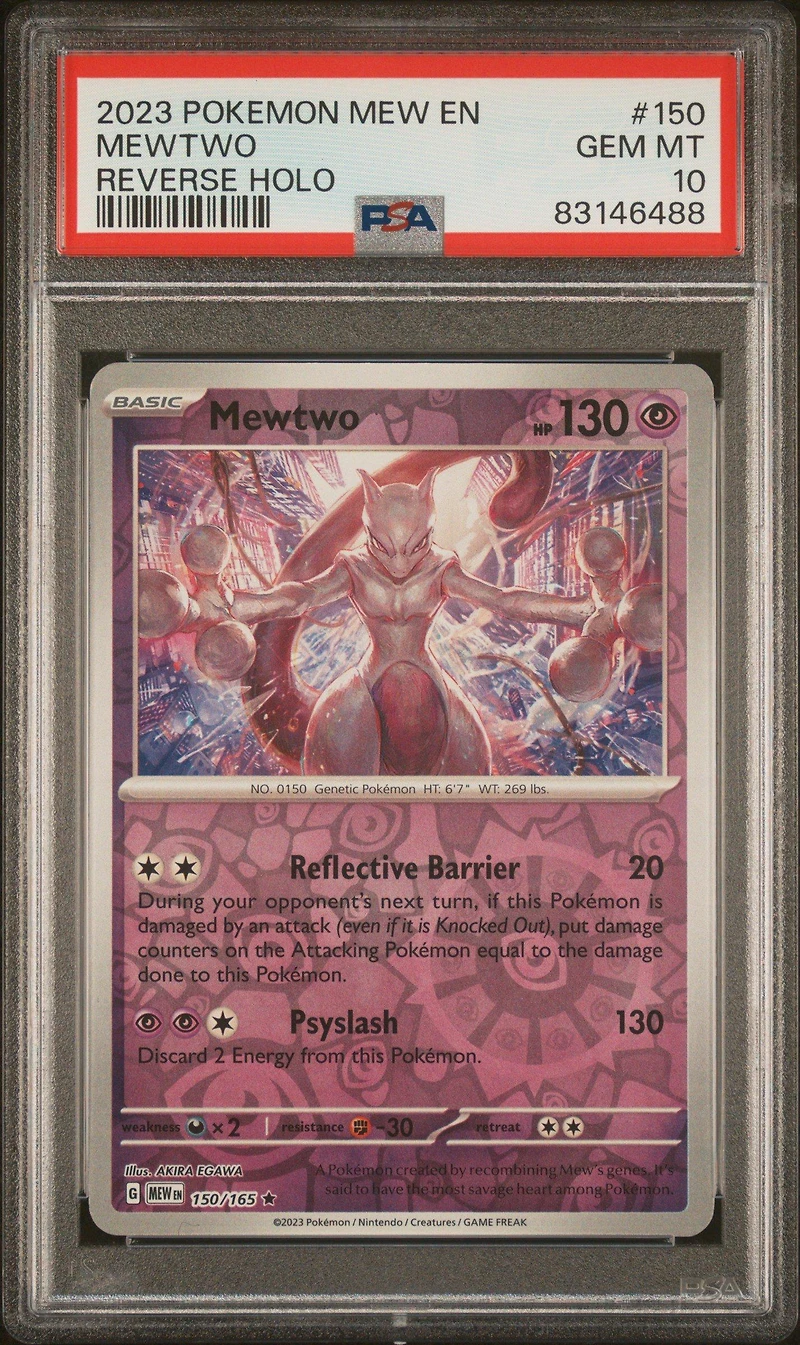2023 Pokemon Mew En-151 150 Mewtwo Reverse Holo PSA 10