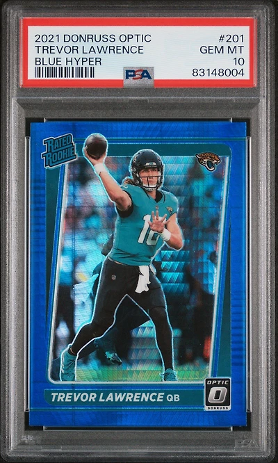 2021 Panini Donruss Optic 201 Trevor Lawrence Blue Hyper PSA 10