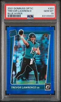 2021 Panini Donruss Optic 201 Trevor Lawrence Blue Hyper PSA 10