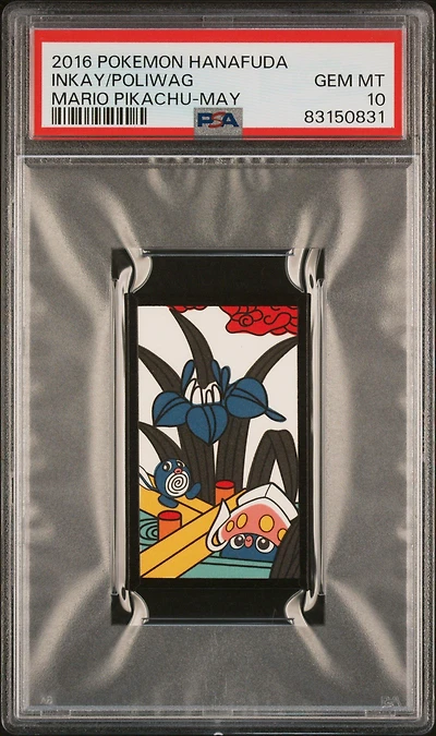 2016 Pokemon Hanafuda Mario Pikachu  Poliwag\inkay May PSA 10