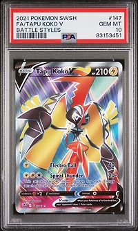 2021 Pokemon Sword & Shield Battle Styles 147 Fa/tapu Koko V PSA 10