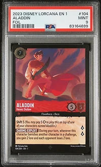 2023 Disney Lorcana En 1-the First Chapter 104 Aladdin - Heroic Outlaw Foil PSA 9