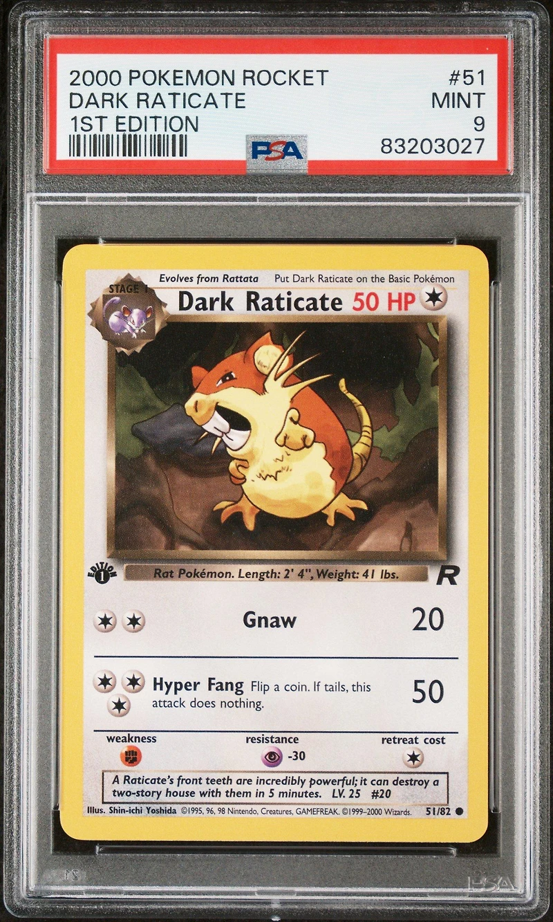 2000 Pokemon Rocket 51 Dark Raticate 1st Edition PSA 9