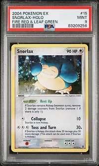 2004 Pokemon Ex Fire Red & Leaf Green 15 Snorlax-holo PSA 9