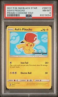 2017 Pokemon Sm Black Star Promo Sm113 Ash's Pikachu PSA 8