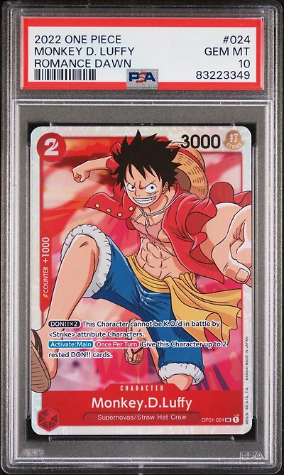 2022 One Piece Romance Dawn 024 Monkey D. Luffy PSA 10