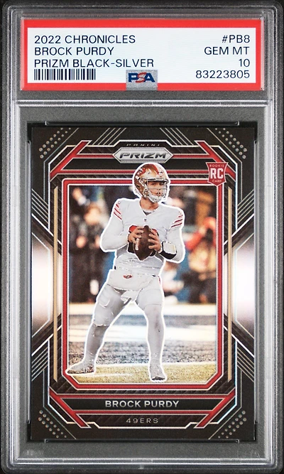 2022 Panini Chronicles Prizm Black Pb8 Brock Purdy Silver PSA 10