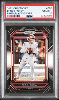 2022 Panini Chronicles Prizm Black Pb8 Brock Purdy Silver PSA 10