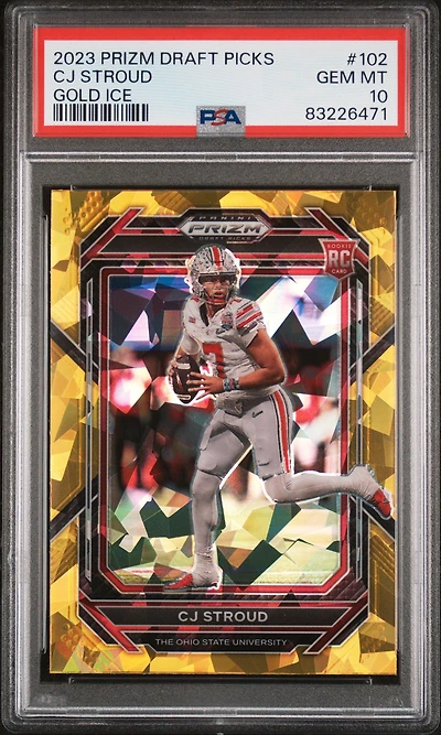 2023 Panini Prizm Draft Picks 102 Cj Stroud Gold Ice PSA