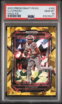 2023 Panini Prizm Draft Picks 102 Cj Stroud Gold Ice PSA