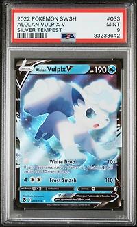 2022 Pokemon Sword & Shield Silver Tempest 033 Alolan Vulpix V PSA 9