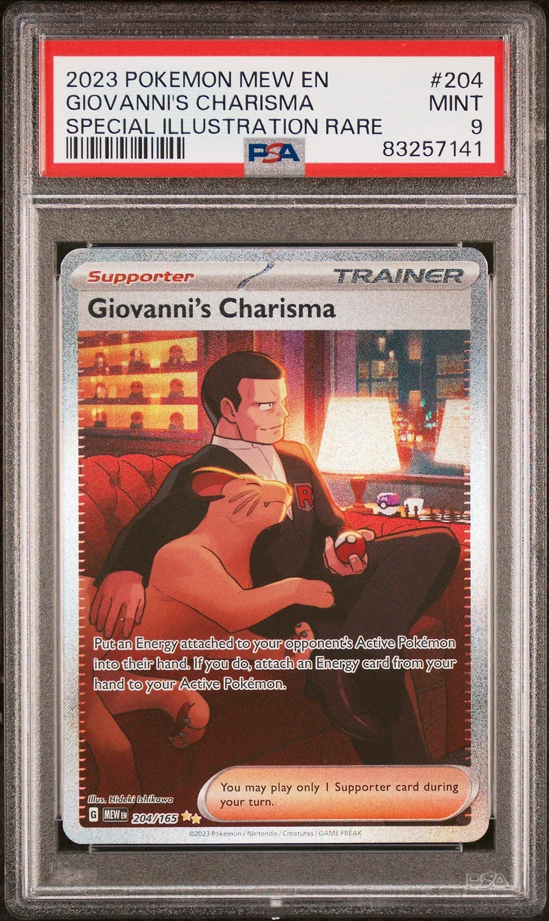 2023 Pokemon Mew En-151 204 Giovanni's Charisma Special Illustration Rare PSA