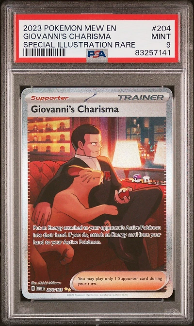 2023 Pokemon Mew En-151 204 Giovanni's Charisma Special Illustration Rare PSA