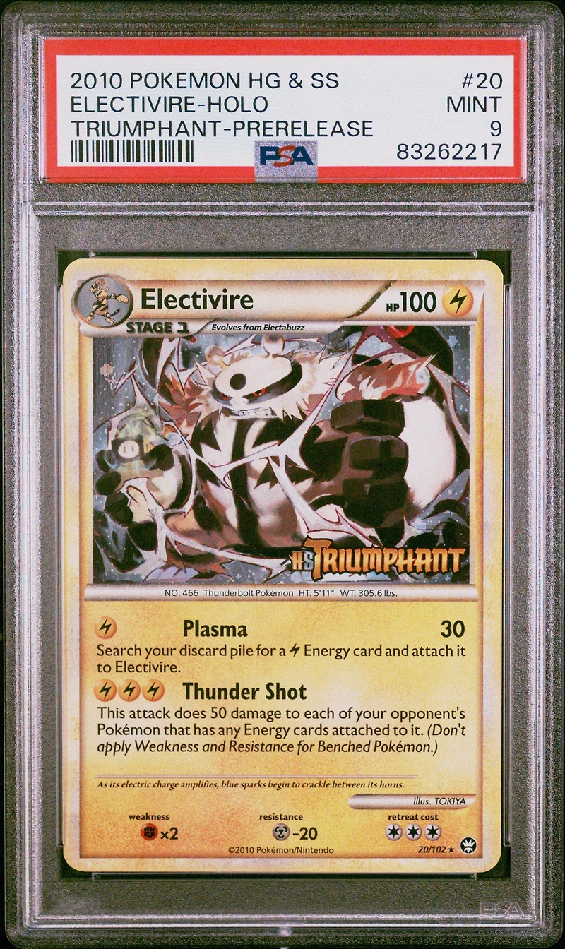 2010 Pokemon Heartgold & Soulsilver Triumphant 20 Electivire-holo Prerelease PSA