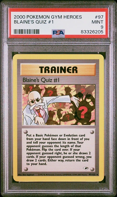 2000 Pokemon Gym Heroes 97 Blaine's Quiz #1 PSA 9