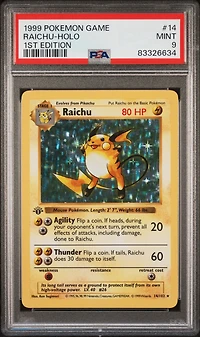 1999 Pokemon Game 14 Raichu-holo 1st Edition PSA 9