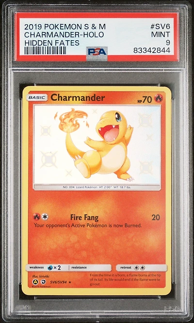 2019 Pokemon Sun & Moon Hidden Fates Sv6 Charmander PSA 9