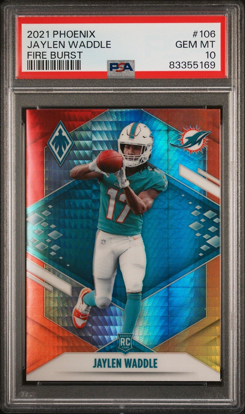 2021 Panini Phoenix 106 Jaylen Waddle Fire Burst PSA 10