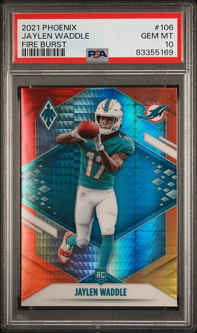 2021 Panini Phoenix 106 Jaylen Waddle Fire Burst PSA 10