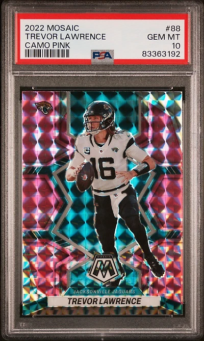 2022 Panini Mosaic 88 Trevor Lawrence Camo Pink PSA 10