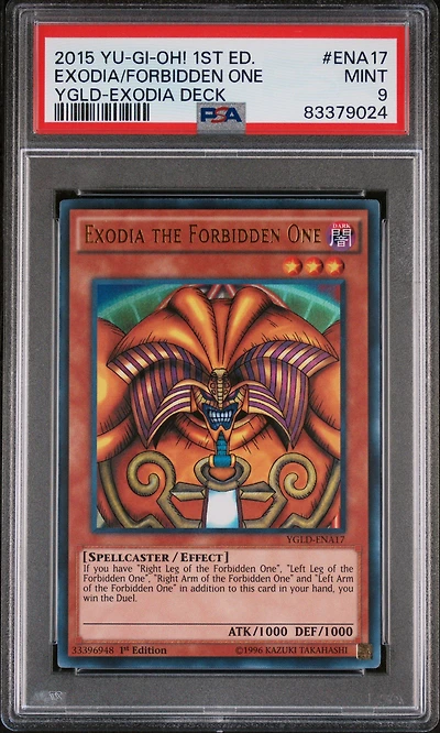 2015 Yu-gi-oh! Yugi's Legendary Deck: Exodia Deck Ena17 Exodia The Forbidden One 1st Edition PSA 9
