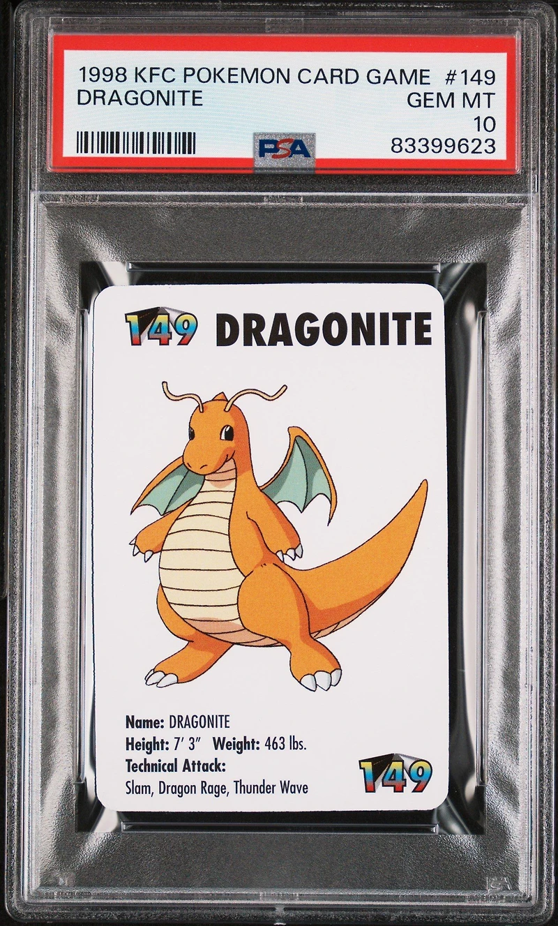 1998 Kfc Pokemon Card Game 149 Dragonite PSA 10