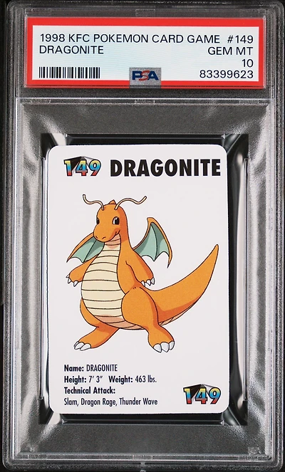 1998 Kfc Pokemon Card Game 149 Dragonite PSA 10