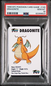 1998 Kfc Pokemon Card Game 149 Dragonite PSA 10