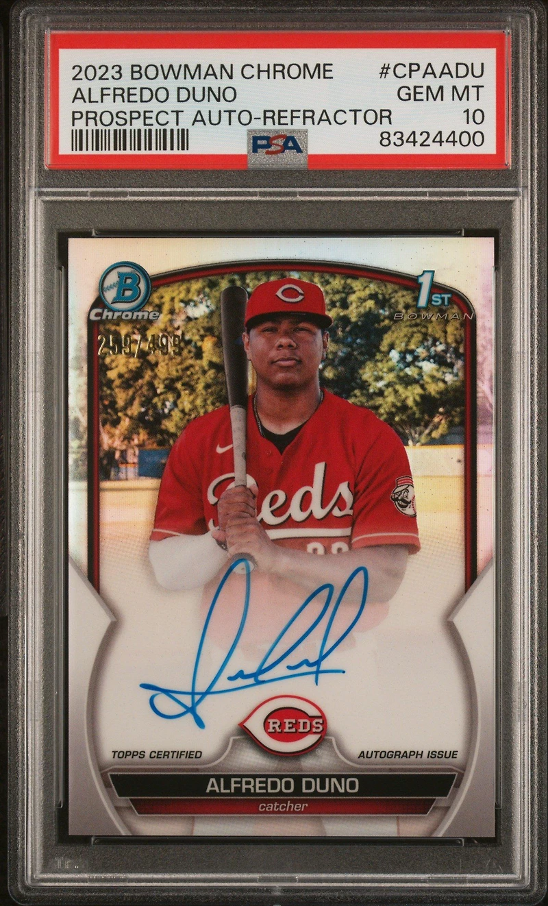 2023 Bowman Chrome Prospect Autographs Cpaadu Alfredo Duno Refractor PSA 10