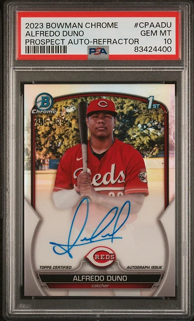 2023 Bowman Chrome Prospect Autographs Cpaadu Alfredo Duno Refractor PSA 10